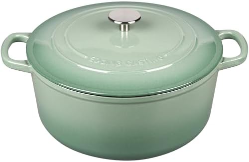 EDGING CASTING Enameled Cast Iron Dutch Oven Pot With Lid, 5.5 Quart, for Bread Baking, Cooking, Sage Green by EDGINGCOOKWARE