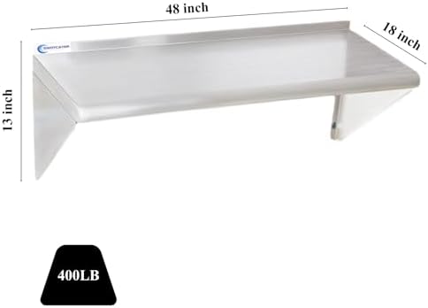 Stainless Steel Shelf 2 Pack 18"x48", Wall Mounted Metal Shelves - Image 3