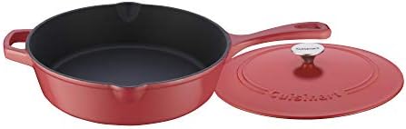 Cuisinart Chef's Classic Enameled Cast Iron Dutch Oven with Lid, Porcelain Enameled Interior, Oven Safe, Induction Compatible, 12-Inch, Chicken Fryer, Peony Pink - Image 4