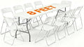8 FT Plastic White Folding Table Chairs Set for Banquet, 11-Piece by WelcometoEDWINENE