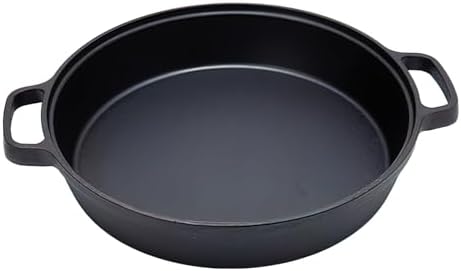 LI-GELISI Deepened flat-bottom cast iron frying pan, double-handle thickened uncoated old-fashioned iron pot, pancake and steak frying household multi-purpose large iron pot(24 inch) by LI-GELISI