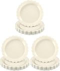 NatNarr 30 Pcs Ivory Paper Plates 9 Inch Disposable Scalloped Cream Plates Cute Beige Wedding Dessert Cake Plate Party Dinner Plate for Engagement, Baby Bridal Shower (Pack of 3) by NatNarr