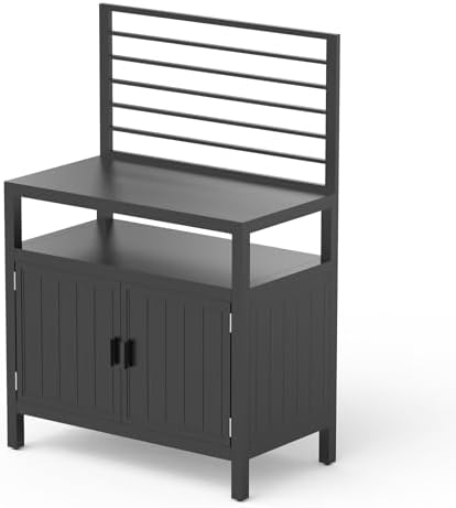 Domi Outdoor Kitchen Island with Storage, Aluminum Kitchen Storage Island with Wall Hanging, Freestanding Grill Storage Cabinet with Protective Cover for BBQ, Deck, Patio, Backyard by domioutdoorliving
