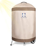 HAMLER Round Barbecue Cover, 39 Inch Small Smoker Cover, Heavy Duty Waterproof Outdoor Grill Cover Fits Weber, Charcoal Kettle, Masterbuilt, Dyna-Glo, Brown & Beige by HAMLER