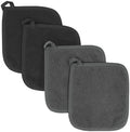 RITZ Terry Potholder & Hot Pad: Unparalleled Heat Resistant, Durable 100% Cotton – Ergonomically Designed for Optimal Grip – Easy-Care Machine Washable – 4-Pack, Black/Graphite by RITZ