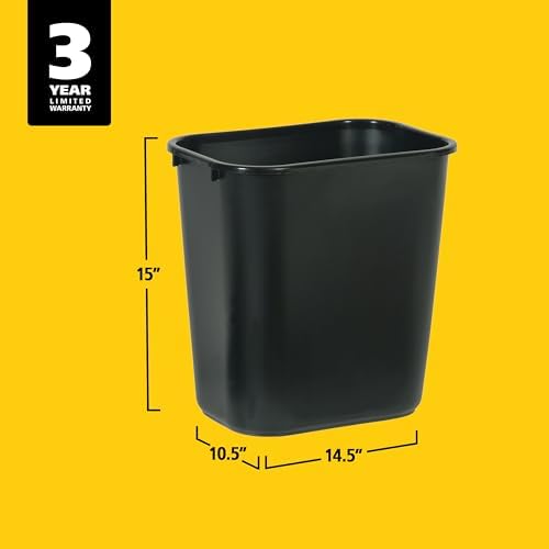 Rubbermaid Commercial Products Wastebasket, Black, 7-Gallon, 4 Pack - Image 7