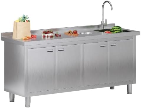 Jocisland 72-Inch Stainless Steel Utility Sink Cabinet with Faucet by Jocisland