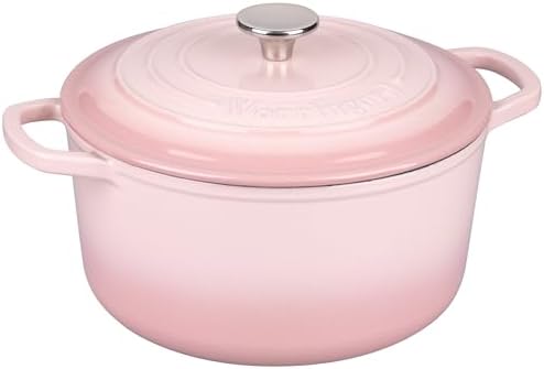 VORRINGARD Enameled Cast Iron Dutch Oven Pot with Lid, for Sourdough Bread Baking, Round Dutch Ovens, 4.5 Quart, Pink - Image 6