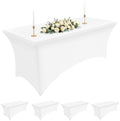 Smiry 5 Pack Spandex Table Cloth 6FT, Elastic Fitted White Tablecloth by Smiry