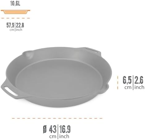 Petromax Cast Iron Fire Skillet for Kitchen or Camping, Pre-Seasoned Cookware for Campfire or Home Oven and Stove, Conducts Heat Evenly, Side Handles, 21" - Image 3