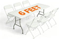 White 6 FT Folding Table and 6 Plastic Folding Chairs for 6 People by WelcometoEDWINENE