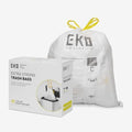 EKO 4 Gallon / 10-15 Liter, 80 Count Small Drawstring Trash Bags, Extra-Strong Unscented Garbage Bags, Easy-Dispense Roll for Kitchen & Household Use, Resists Tears, Leaks and Punctures, Code C, White by Unknown