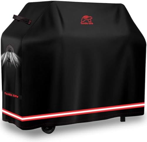 Turtle Life BBQ Grill Cover, 58 Inch Heavy Duty Waterproof 3-4 Burner Barbecue Gas Grill Covers for Weber Spirit Char-Broil Performance and Signature, Black by TurtleLife