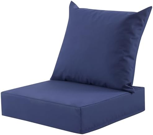 Outdoor Deep Seat Cushion Set, 24x24 Inch, Navy Blue, Set of 1 by MuaMelop