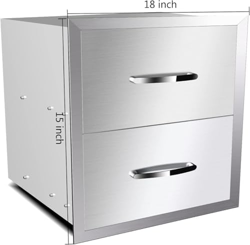 Outdoor Kitchen Drawers, Triple BBQ Drawers Stainless Steel Built-in Drawer For Outdoor Kitchen Island, Patio Grill Station,Double Drawers - Image 2