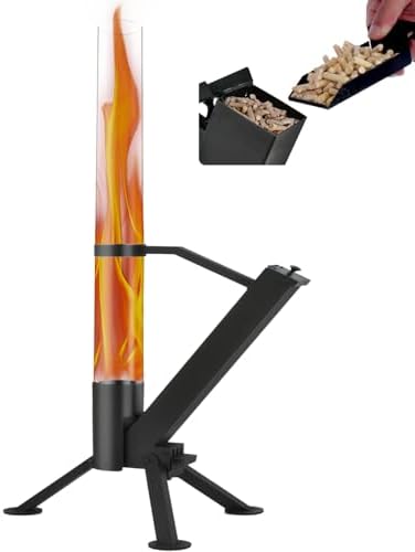CHARMELEON Stainless Steel Pellet Stove&Wood Pellet Fire Pits for Outside – 51In Wood Pellet Heater–Outdoor Fire Pit for Backyard – Fireplace for Camping Patio Garden Picnic(Glass Tube-39.3In) by OutdoorLivingSpaceExplorer