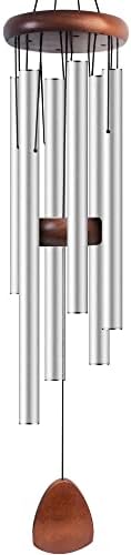 Bursvik 37" Aluminum Wind Chimes for Outside (Silver), Patio Zen Decor Gift by BursvikWindChimes