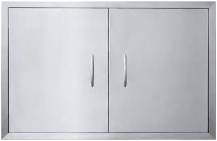 JIE JIN 35" W X 24" H Outdoor Kitchen Doors Double Doors Thickened 304 Brushed Stainless Steel BBQ Access Door BBQ Island Doors Outdoor Kitchen Accessories Door for Outdoor Kitchen BBQ Island by JIEJIN