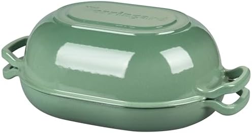 VORRINGARD Enameled Cast Iron Sourdough Bread Oven, Dutch Oven, Loaf Cast Iron Bread Pan for Homemade Bread Baking, Meatloaf Pan with Lid, 7QT, Sage Green - Image 6