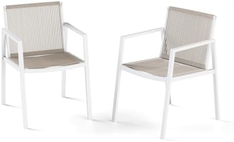 ZANDOR Outdoor Patio Dining Chairs Set of 2,Aluminum Patio Dining Chairs with Armrests, All-Weather Furniture for Lawn,Garden,Yard, Poolside and Indoor,White by ZANDOR%7CGoodtimesstartoutside