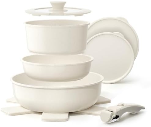 YASHE 9Pcs Granite Nonstick Pots and Pans Set, Oven Safe, Stackable by YASHE