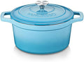 vancasso 6 Qt Round Enameled Cast Iron Dutch Oven with Lid & Handles, Blue by vancasso