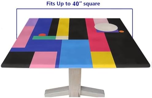 Fitted Square Tablecloth, Modern Pattern Printed on Washable Square Fitted Table Cover Elastic Tablecloth, Perfect for Meals Coffee Guest Dinners, Fit for 40" x 40" Square Tables - Image 5