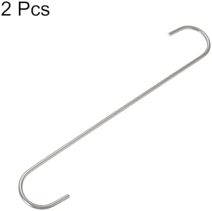 HARFINGTON 2pcs Long S Hooks 12 Inch Extra Long Metal S-Shaped Hanging Hooks High Manganese Steel S Hanger Storage Organizing Tool for Kitchen Garden Bathroom Garage Closet, Silver - Image 3