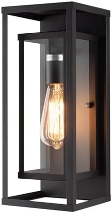 mirrea 14" Modern Outdoor Porch Wall Light, Matte Black, 1 Pack by mirrea