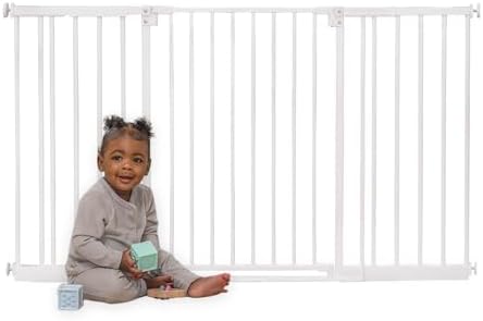 Toddleroo by North States - StepSafe Extra Wide Auto-Close Baby Gate: Pressure or Hardware Mount Metal Safety Gate with Swing Control - Adjustable 29-55 Inches Wide; 30 Inches Tall - White by ToddleroobyNorthStates