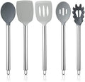 COOK WITH COLOR Silicone Cooking Utensils, Kitchen Utensil Set, Easy to Clean Silicone Kitchen Utensils, Cooking Utensils for Nonstick Cookware, Kitchen Gadgets Set, 5 Pieces, Grey Ombre by CookwithColor