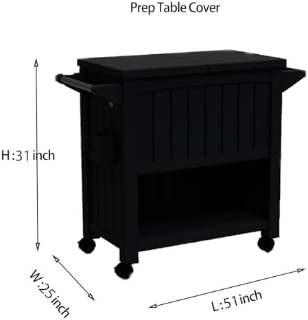 Outdoor Prep Table Cover 51''L x 25''W x 31''H,Heavy Duty Waterproof 600D Furniture Cover for Stainless Steel Food Table,Cart Prep Table,Coffee Table,BBQ Grill Table,Dining Table Office Desk - Image 2
