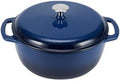 Amazon Basics Enameled Cast Iron Dutch Oven Pot With Lid, 6-Quart, Round, Dual Handles, Heavy-Duty, Oven Safe for Stews, Roasting & Baking, Navy by AmazonBasics