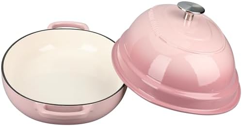 EDGING CASTING Enameled Oval Cast Iron Dutch Oven Pot with Lid, Bread Dutch Oven for Sourdough Bread Baking, Dutch Oven Bread, Bread Oven, 6QT, Pink - Image 5