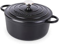 Cast Iron Pot with Lid-Non-Stick Ovenproof Enamelled Casserole Pot, Oven Safe up to 500° F-Sturdy Dutch Oven Cookware - Black, 5-Quart, 24cm-by Nuovva by Nuovva