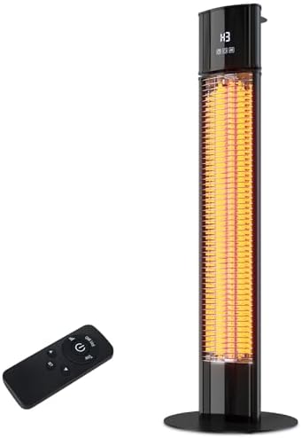 Portable Outdoot Electric Heater, Infrared Patio Heater for Outdoor/Indoor Use, garage heater electric, 1500W, BLACK by Paraheeter