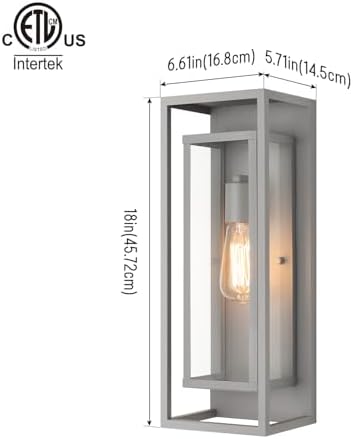 mirrea 18" Modern Outdoor Porch Wall Light, Matte Gray, 2 Pack - Image 2