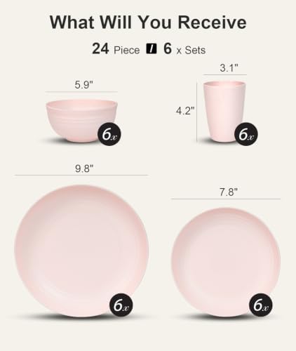 Quatish 24 Piece Plates and Bowl Set for 6, Dinnerware Dish Set for Kitchen - Image 2