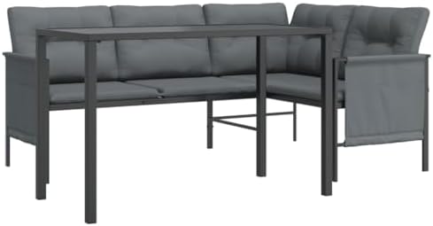 2 Piece Patio Dining Set Anthracite Steel, Outdoor Patio Furniture Set, Garden Furniture Set, Poolside Lounge Furniture for Patio, Garden, and Poolside - Image 3