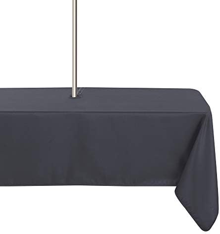 LUSHVIDA Rectangle Outdoor Tablecloth with Umbrella Hole 60x120 Inch Grey by LUSHVIDA