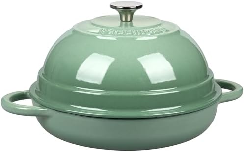 VORRINGARD Cast Iron Enameled Dutch Oven Pot with Lid for Bread Baking, Bread Oven, 6 Quart, Sage Green - Image 5