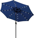 Blissun 9 ft Solar Umbrella 32 LED Lighted Patio Umbrella Table Market Umbrella with Tilt and Crank Outdoor Umbrella for Garden, Deck, Backyard, Pool and Beach (Navy Blue) by Blissun