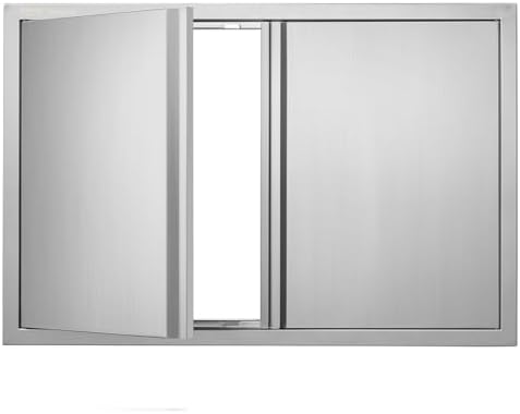 VEVOR BBQ Access Door, 36W x 24H Inch Double Outdoor Stainless Steel Flush Mount Vertical Door with Recessed Handles for BBQ Island, Grilling Station by VEVOR