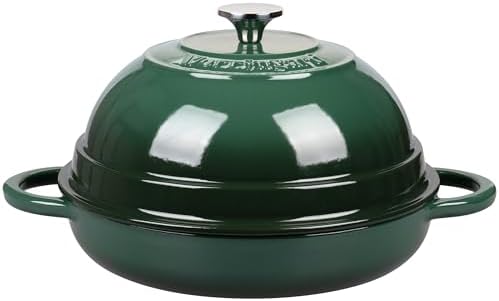 VORRINGARD Cast Iron Enameled Dutch Oven Pot with Lid for Bread Baking, Bread Oven, 6 Quart, Dark Green by Unknown