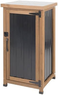 Small Outdoor Storage Cabinet, Wood & Metal Storage Shed with Weatherproof Roof, Removable Shelf, Lockable Door, 2 Metal Hinges, Adjustable Feet, Outside Storage Cabinet by MayugardeningPetfurniture