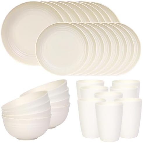 Quatish 32 Piece Plates and Bowl Set for 8, Dinnerware Dish Set for Kitchen by Quatish
