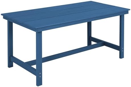 FUNBERRY Outdoor Dining Table, HDPE 6-Person Patio Table with Umbrella Hole by FUNBERRY