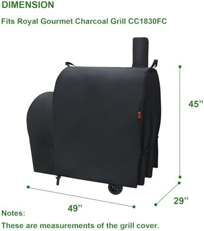 Outdoor Grill Cover for Royal Gourmet CC1830F/CC1830FC/CC1830FB 28-Inch Barrel Charcoal Grill, Waterproof 600D Heavy Duty BBQ Grill Cover, Cover Geny Grill Covers Fit Royal Gourmet CC Series Grills. - Image 2
