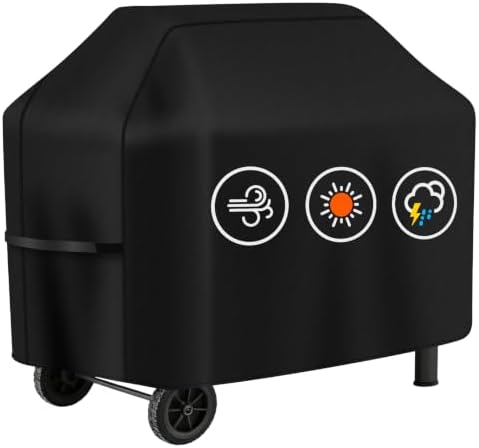 Perfect Grill Cover for Outdoor Grills Waterproof Rip-Proof Weather Resistant for Reliable Protection Griddle Cover Easy to Clean Adjustable Hem Drawstring Fade Resistant (Black, 72) by HAZBEN