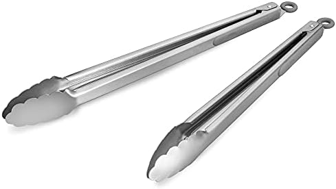 304 Stainless Steel Kitchen Cooking Tongs, 14 & 16 Inch, Set of 2, Grey by ALLWIN-HOUSEWARE
